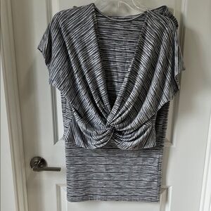 Fifteen Twenty Charcoal and White Twist Blouse + Matching Skirt Set